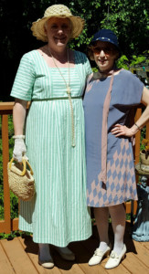 Green striped day dress - 1920's (for Downton Abbey Tea)